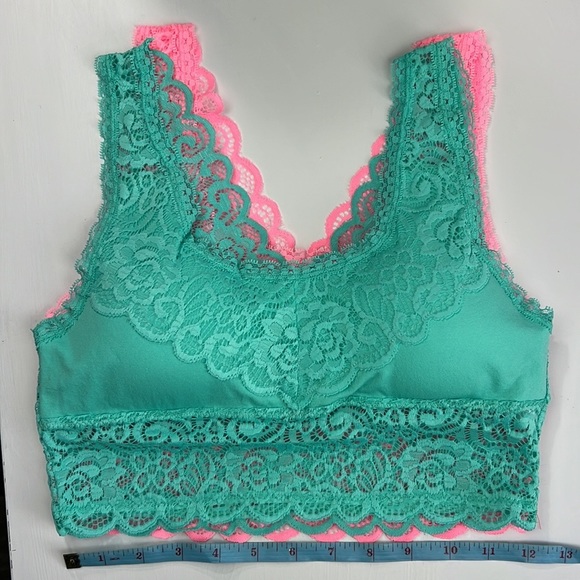 SEAMLESS STRETCH LACE BRA TOP REMOVABLE BRA PADS S/M L/XL NEW MINT PULL-On - Picture 12 of 13